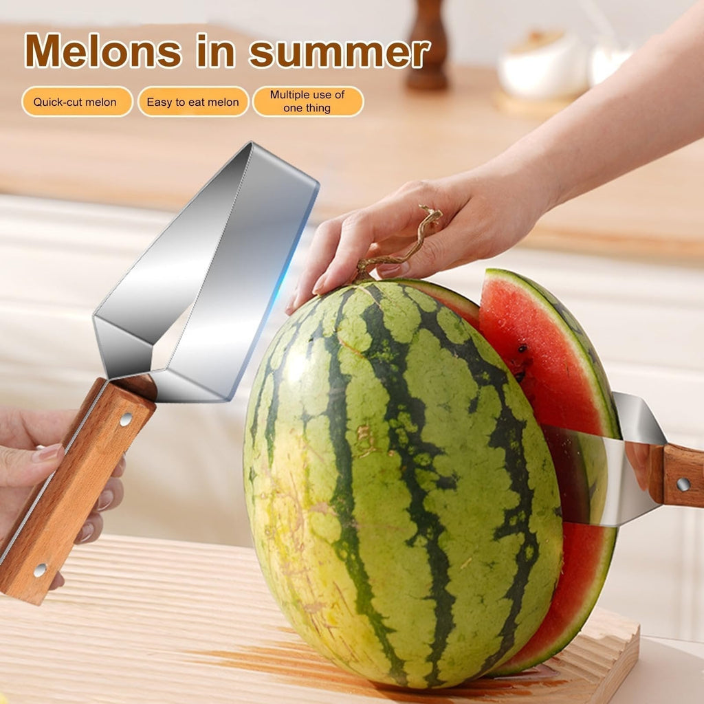 🥳2026 HOT SALE🥳💞50K+ SOLD!🍉🔒 50% OFF! Watermelon Slicer – No knife needed, no slipping. Triangle stainless steel blade cuts cleanly & safely. Perfect for arthritic hands. A kitchen blessing for seniors. ✨🧑‍🦳