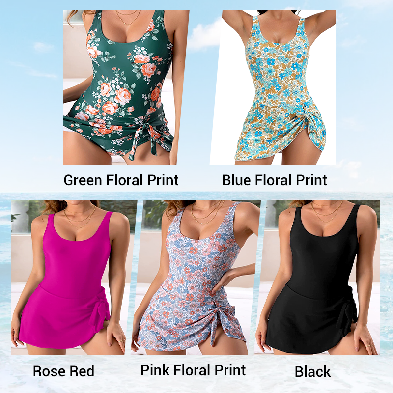 👙 50% OFF NOW!✨ Women's Tummy Control Tie Knot Swimsuit with Skirt – Full Coverage & Built-in Bra – Summer Essential 🌊