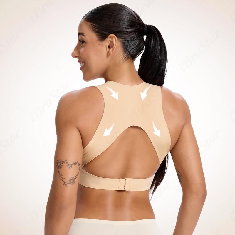 💕[Posture Correction] Soft, Breathable, Wire-Free Sports Bra - Full Cup Women's Non-Removable Molded Cups | Yoga, Fitness, Daily Workout in Beige