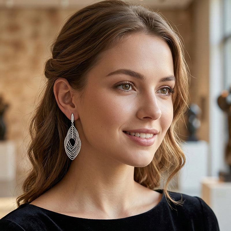 Layered Leaf Dangle Earrings for Women