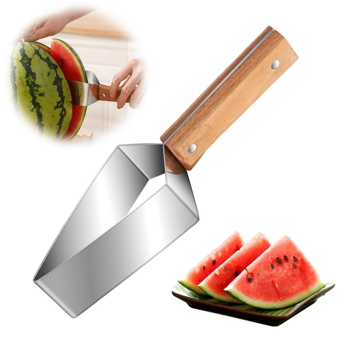🥳2026 HOT SALE🥳💞50K+ SOLD!🍉🔒 50% OFF! Watermelon Slicer – No knife needed, no slipping. Triangle stainless steel blade cuts cleanly & safely. Perfect for arthritic hands. A kitchen blessing for seniors. ✨🧑‍🦳