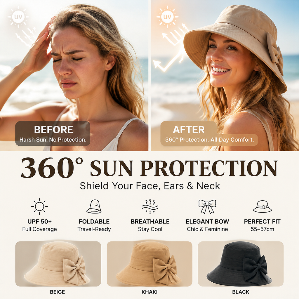 Limited stock ⏰️ Women's Bowknot Wide Brim Sun Protective Hat
