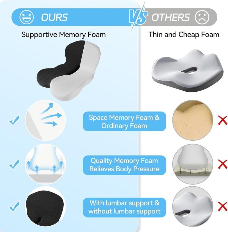 💎 50% OFF! 💎 Non-Slip Memory Foam Seat Cushion – Sciatica Relief, Breathable Mesh & Universal Fit for Car, Office & Wheelchair