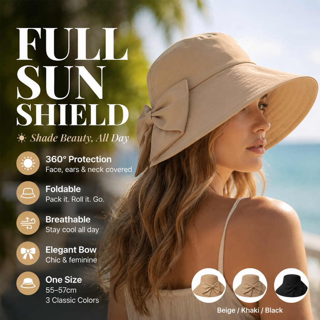 Limited stock ⏰️ Women's Bowknot Wide Brim Sun Protective Hat