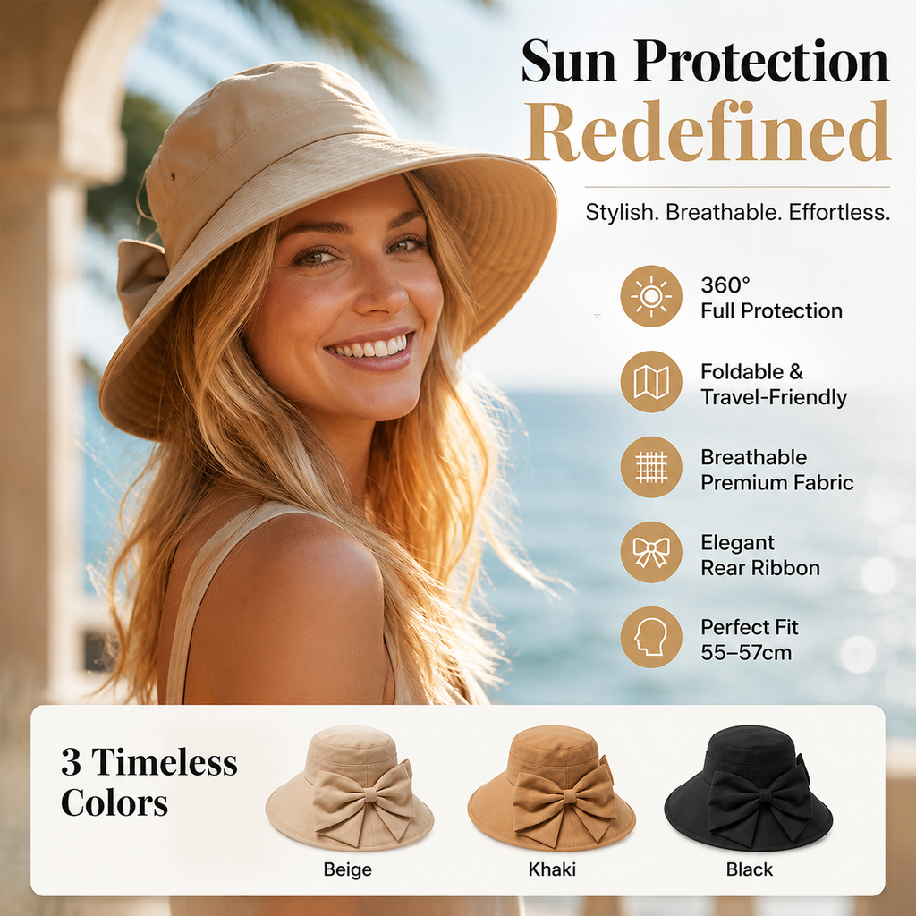 Limited stock ⏰️ Women's Bowknot Wide Brim Sun Protective Hat