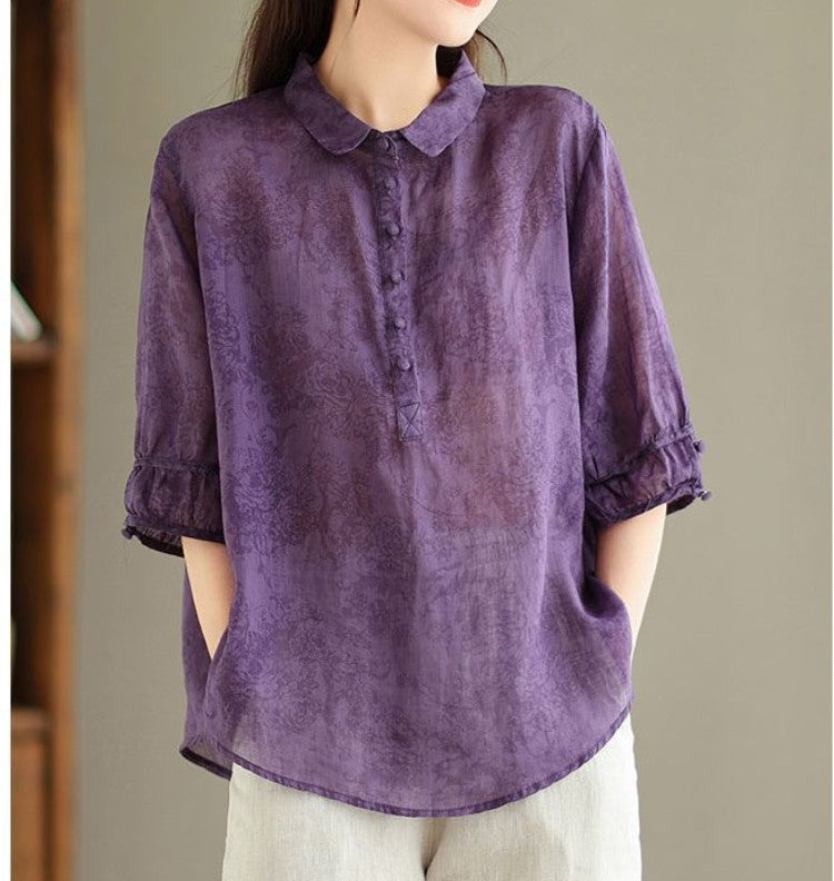 Slimming and Flattering Jacquard Blouse for Women