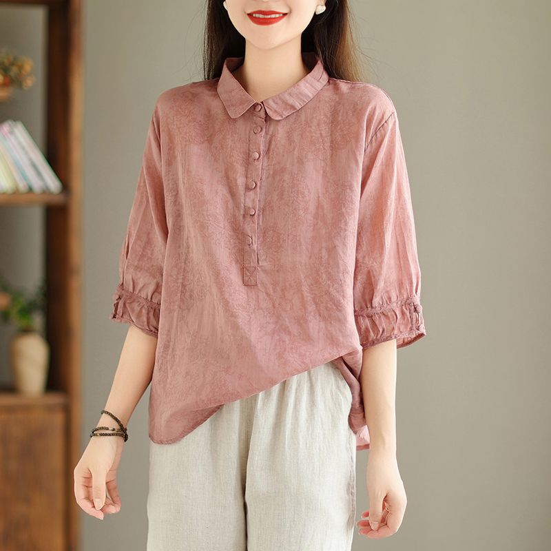 Slimming and Flattering Jacquard Blouse for Women