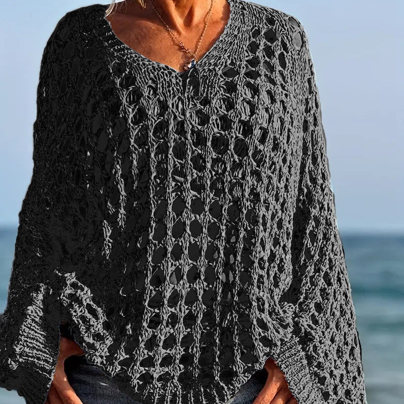 💎 -50% ON WOMEN'S CASUAL SOLID COLOR CROCHET KNIT TOP! 💎 Stylish Open-Knit, Relaxed Fit & Breathable for Summer ✨