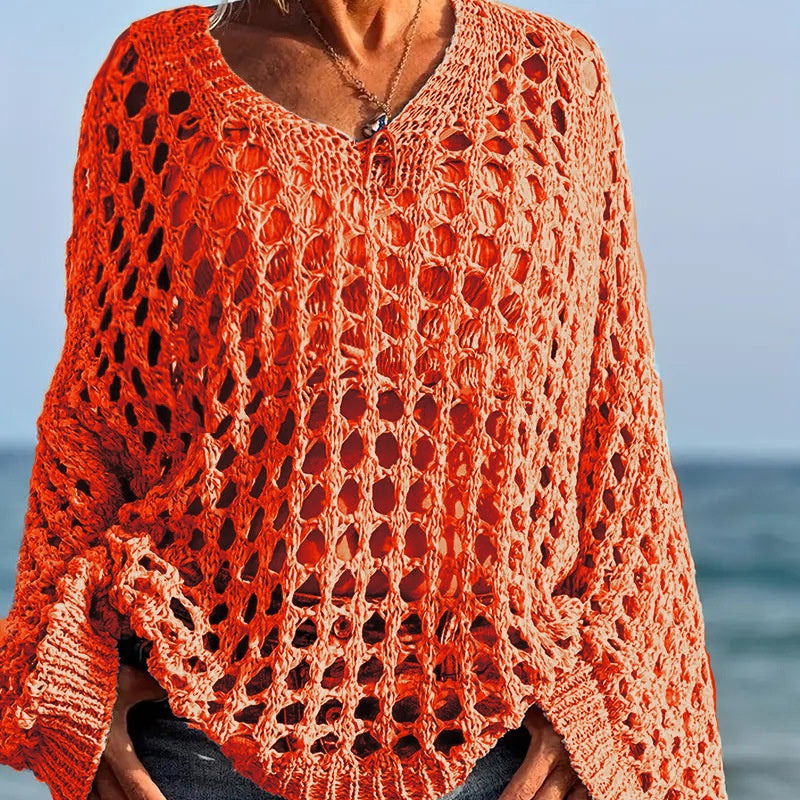 💎 -50% ON WOMEN'S CASUAL SOLID COLOR CROCHET KNIT TOP! 💎 Stylish Open-Knit, Relaxed Fit & Breathable for Summer ✨
