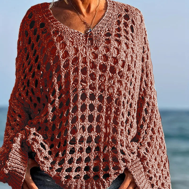 💎 -50% ON WOMEN'S CASUAL SOLID COLOR CROCHET KNIT TOP! 💎 Stylish Open-Knit, Relaxed Fit & Breathable for Summer ✨
