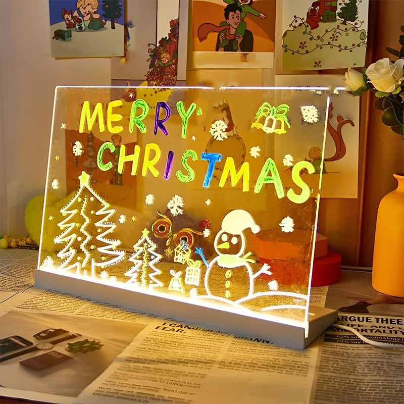 🎨 50% OFF! ✨ LIGHT-UP DRAWING BOARD - Reusable Glow-in-the-Dark Surface, Adjustable Stand for Kids' Art and Writing, Battery Powered with Stylus Included 🖍️💡
