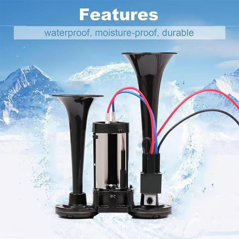 🚨 Train Air Horn 120dB – Fits Trucks, Cars & Boats | 12V/24V, Waterproof & Tool-Free Install 🚛🔊