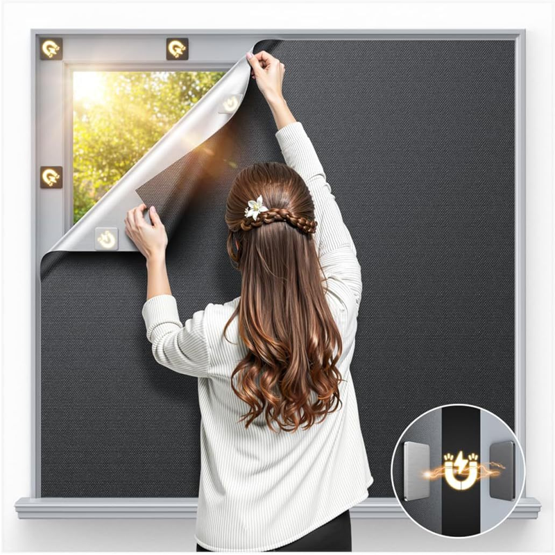 🌙 Pitch-Black Sleep | Magnetic Blackout Curtains | Easy Install & Reusable 😴【50% OFF】