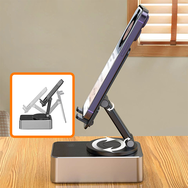 📱3-in-1 phone holder with Bluetooth speaker and power bank