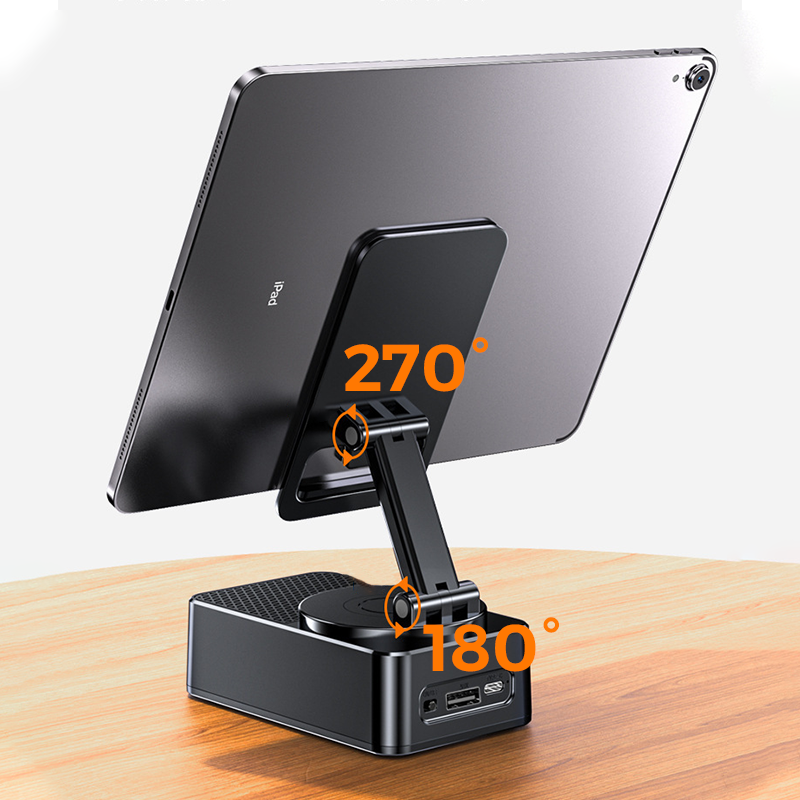 📱3-in-1 phone holder with Bluetooth speaker and power bank