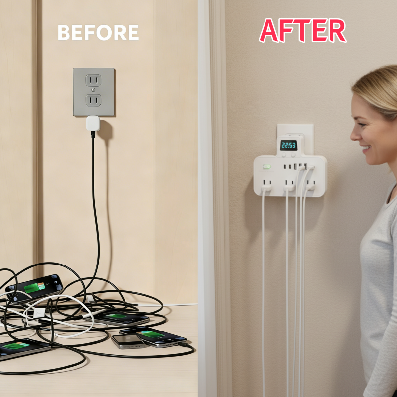 Multi-Port Outlet Extender with USB Ports