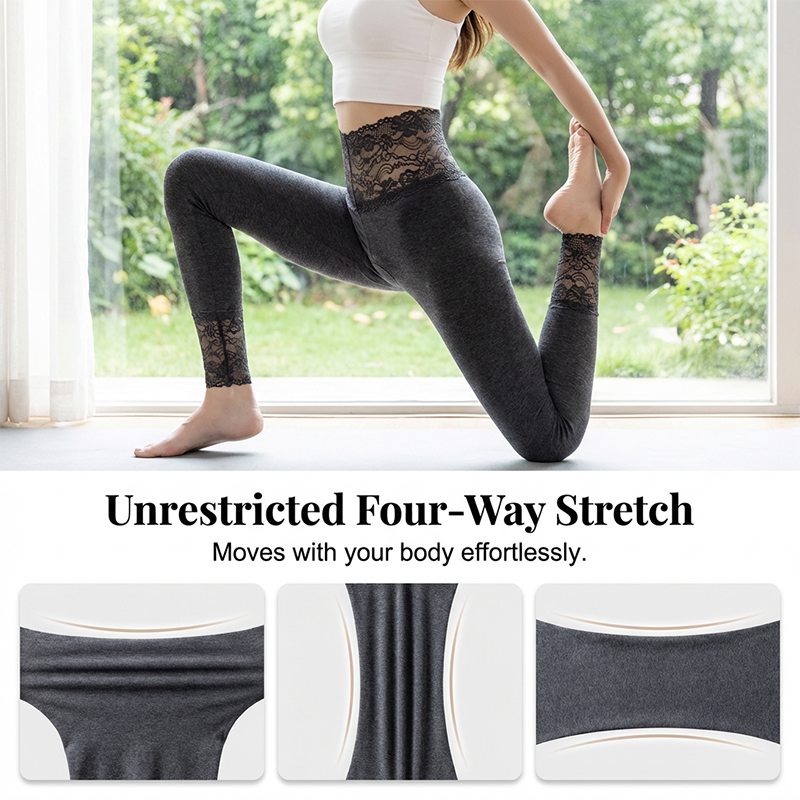 High-Waist Lace Panel Tummy Control Leggings