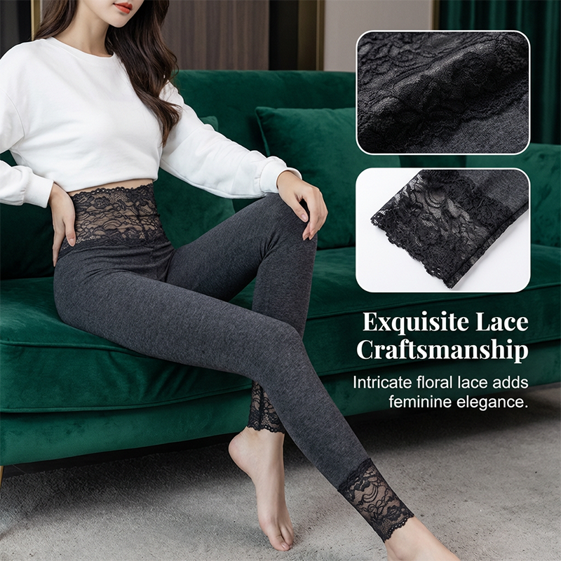 High-Waist Lace Panel Tummy Control Leggings