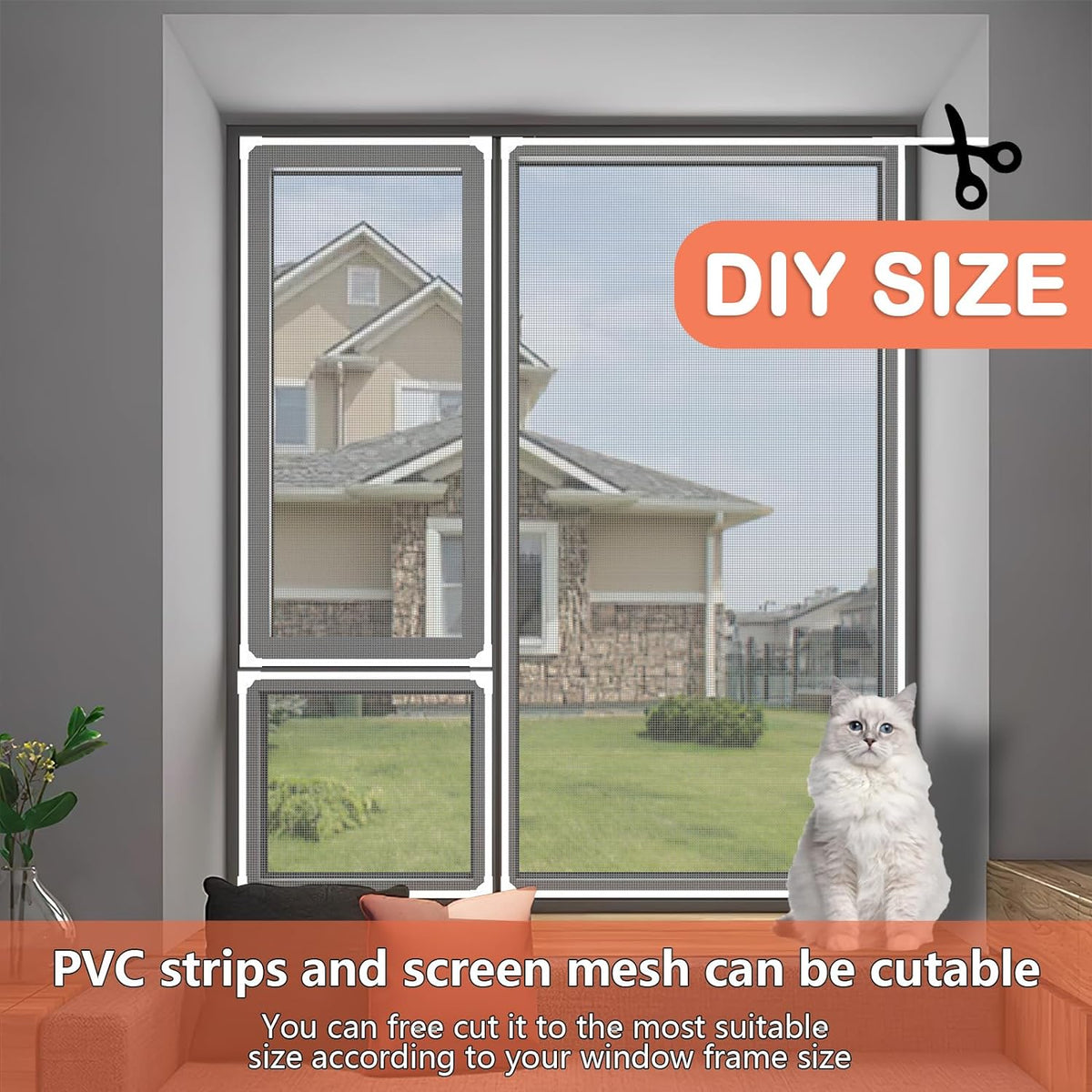 ✨ Magnetic Window Screen Adjustable DIY Window Net Screens Mesh