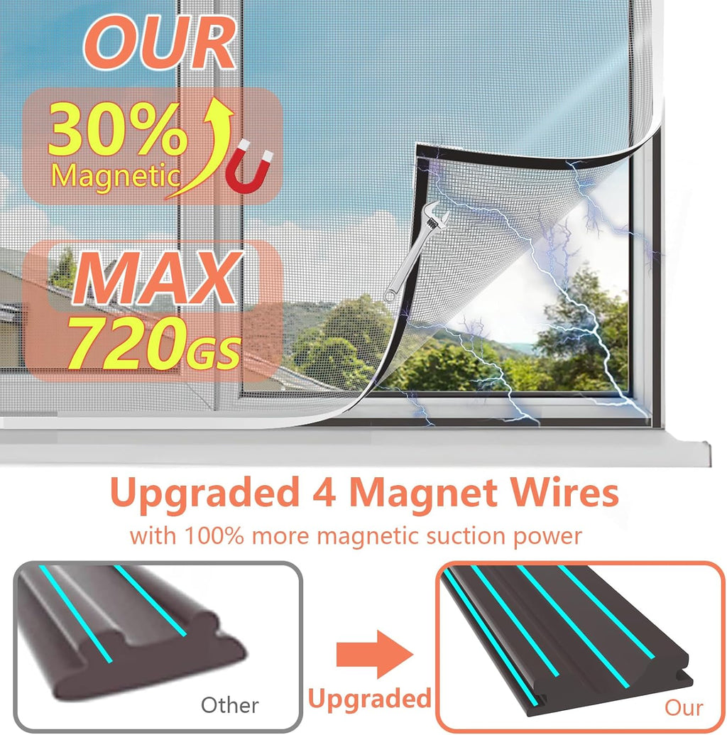 ✨ Magnetic Window Screen Adjustable DIY Window Net Screens Mesh