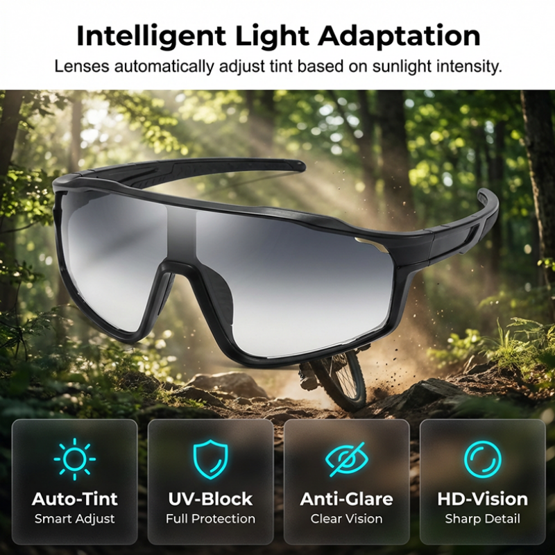 🕶️ 50% OFF NOW! 🚴 Photochromic Sports Glasses – Smart Light Adaptation & Windproof – Panoramic cycling goggles & anti-slip running eyewear 🏃