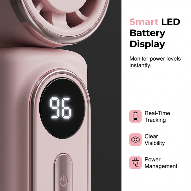 🔥Portable Clip-On Fan with LED Display!🌬️ Lightweight & strong wind, LED shows battery clearly. Clip anywhere, stay cool all day—super handy!