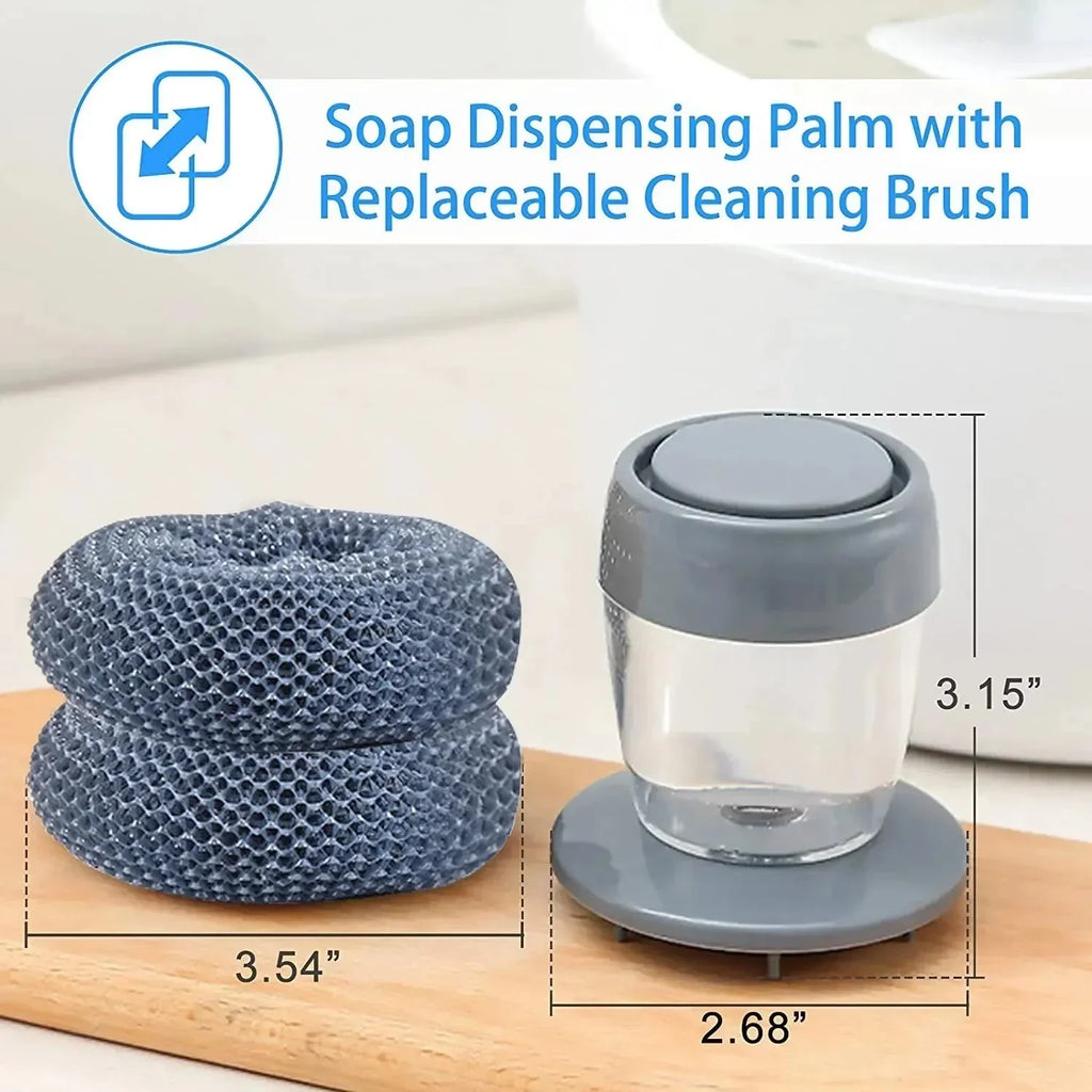 🧽 50% OFF NOW! 🍽️ Kitchen Soap Press Dispensing Palm Brush – Built-In Soap Dispenser, Ergonomic Grip & Perfect for Dishes & Pans 🧼