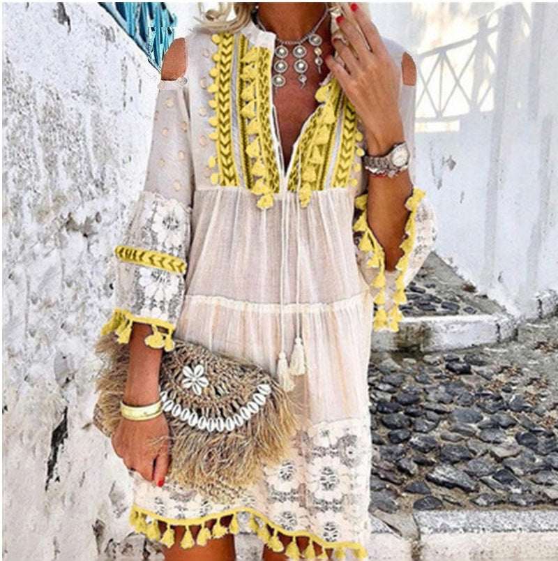 ⏳Limited-time 50% off⏰Women's Loose Cotton Linen Embroidered Dress🌸👗