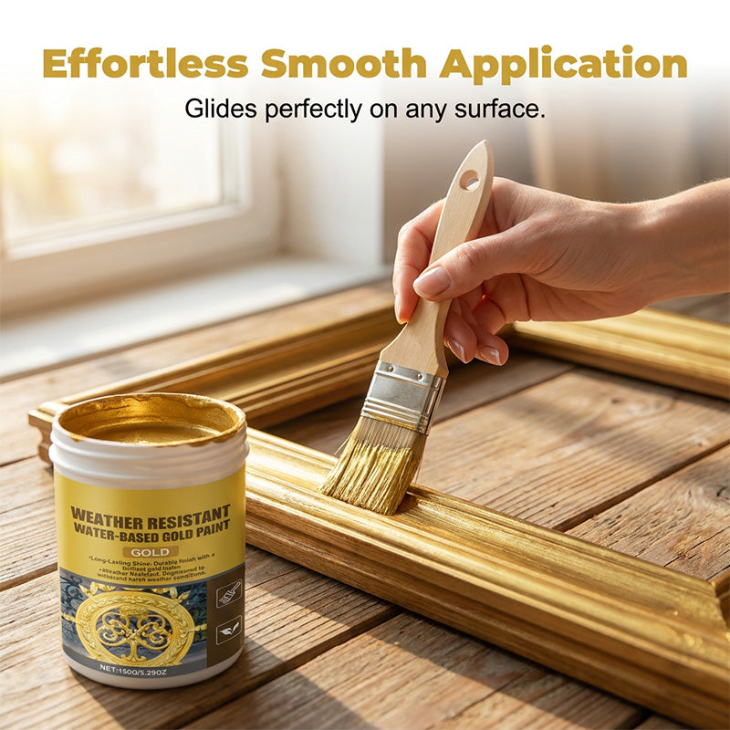🥳2026 HOT SALE🥳💞50K+ SOLD!🏠✨ 50% OFF! Weather Resistant Gold Paint – Water‑based, brilliant shine. Safe for metal, wood & stone. Lasts rain or shine! 🖌️💛