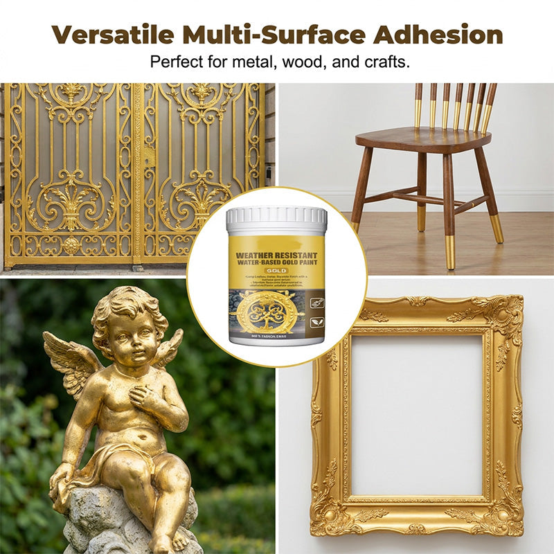 🥳2026 HOT SALE🥳💞50K+ SOLD!🏠✨ 50% OFF! Weather Resistant Gold Paint – Water‑based, brilliant shine. Safe for metal, wood & stone. Lasts rain or shine! 🖌️💛