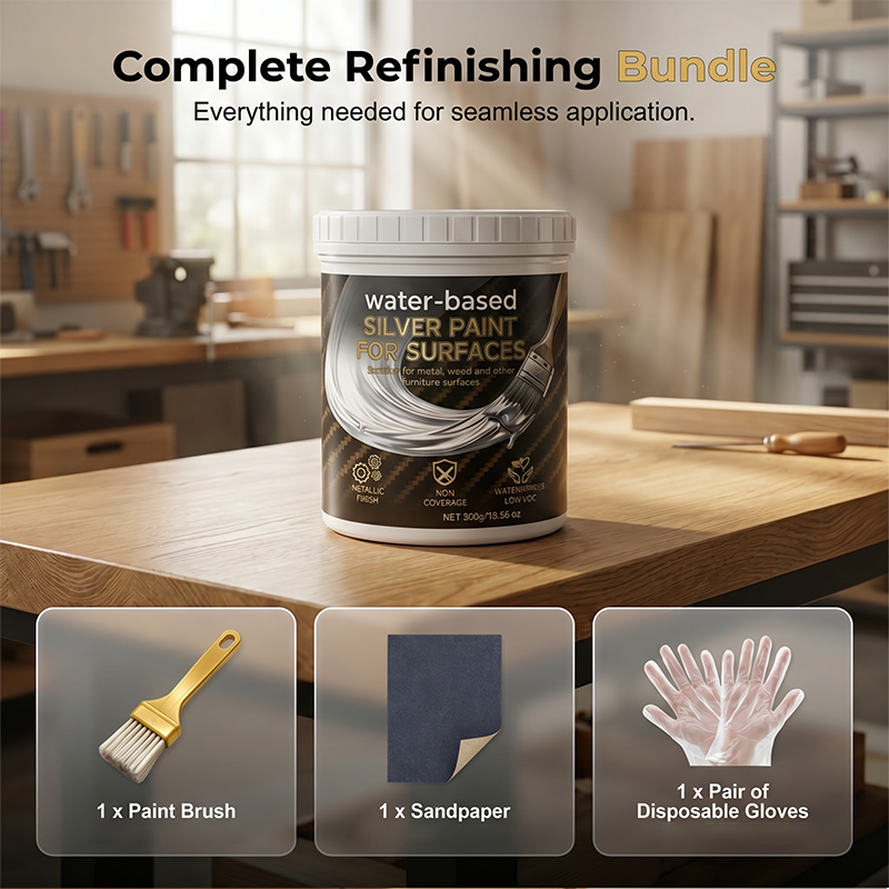 Water-Based Silver Paint for Metal & Wood