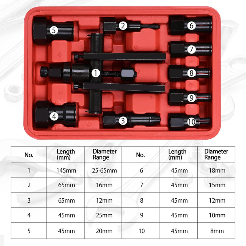 🛠️ 50% OFF NOW!⚙️ 10 PCS Motorcycle Bearing Puller Tool Kit – Heavy Duty & Portable – Mechanic Essential 🏍️