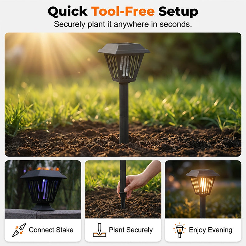 Outdoor Solar Powered Mosquito Killer Lamp-Stake or Stand Use