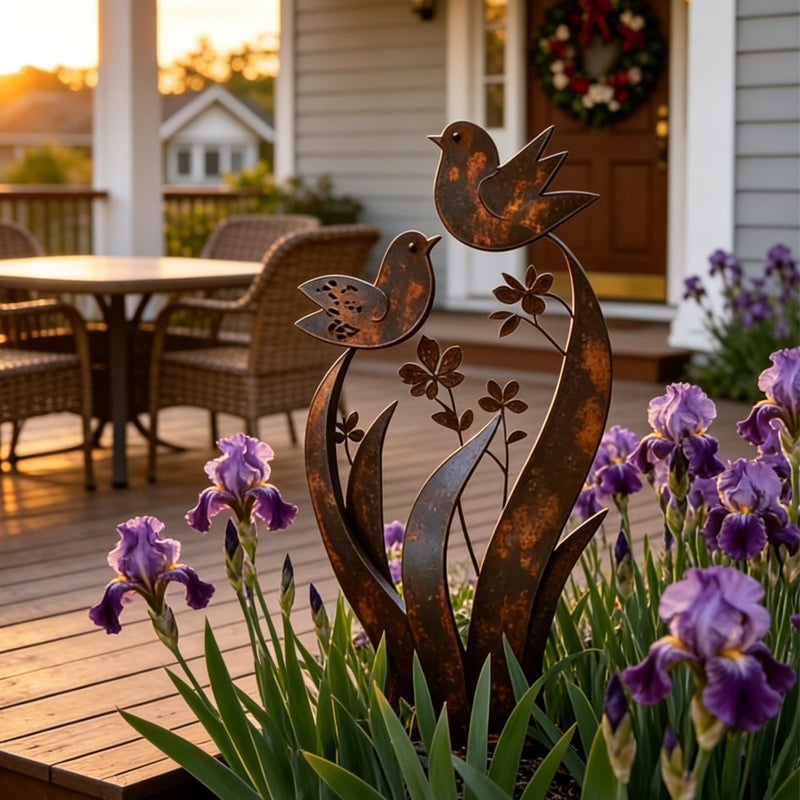 🔥Free Shipping & 50% OFF🔥Rustic Bird & Flower Metal Garden Stake