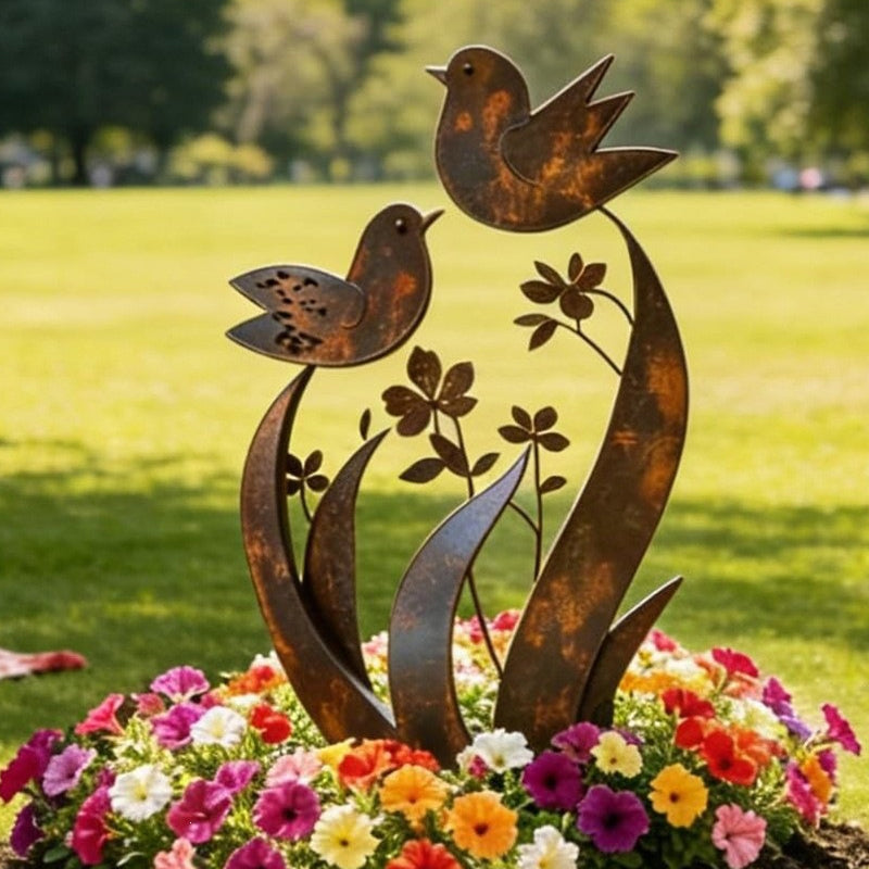 🔥Free Shipping & 50% OFF🔥Rustic Bird & Flower Metal Garden Stake
