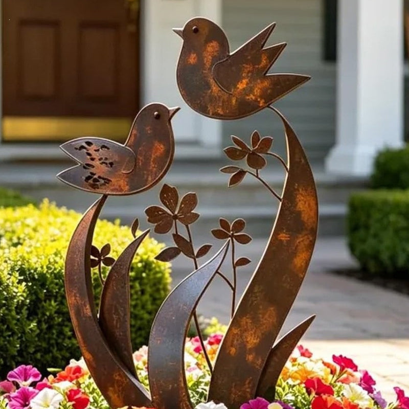 🔥Free Shipping & 50% OFF🔥Rustic Bird & Flower Metal Garden Stake