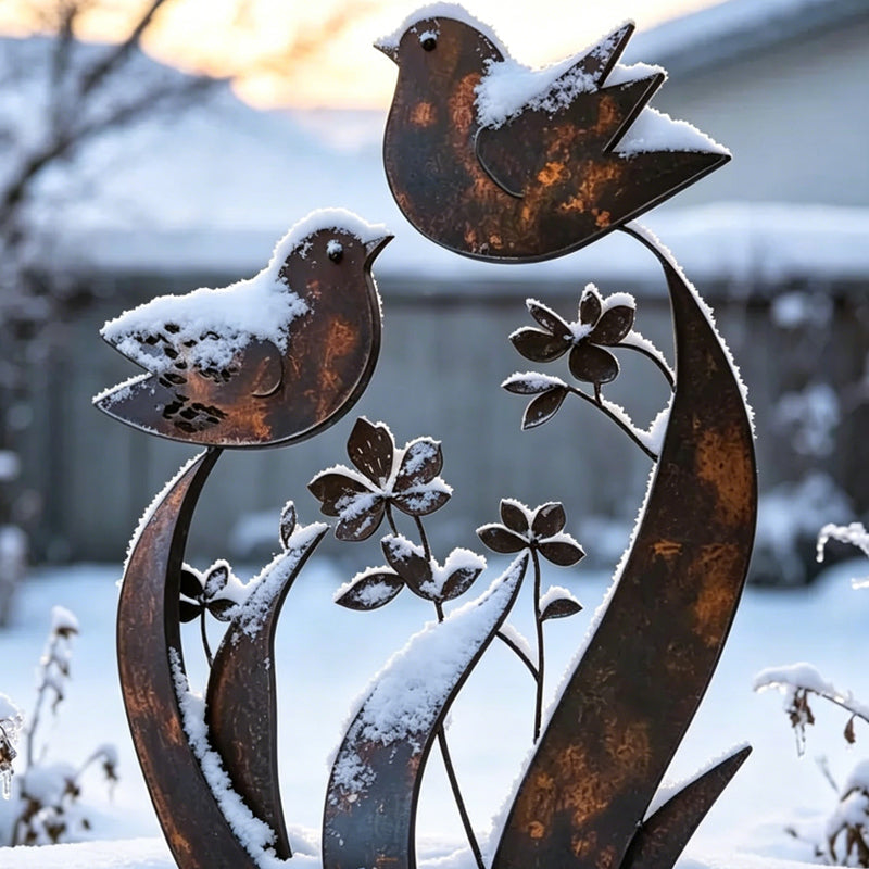 🔥Free Shipping & 50% OFF🔥Rustic Bird & Flower Metal Garden Stake
