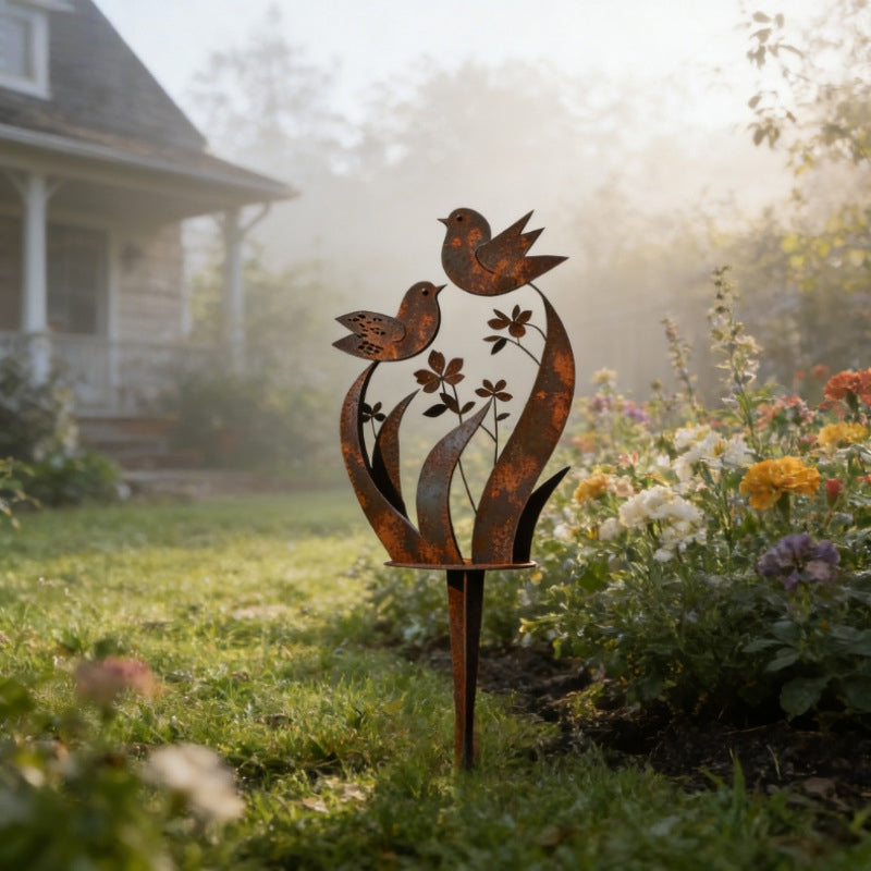 🔥Free Shipping & 50% OFF🔥Rustic Bird & Flower Metal Garden Stake