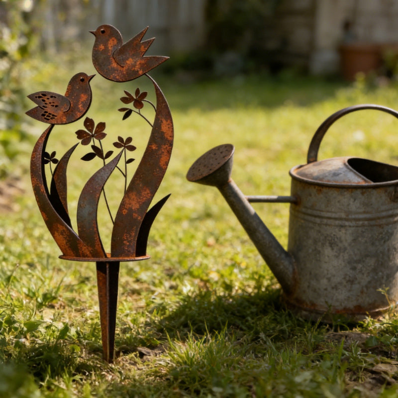 🔥Free Shipping & 50% OFF🔥Rustic Bird & Flower Metal Garden Stake