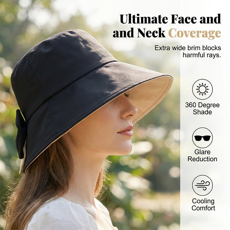 Limited stock ⏰️ Women's Bowknot Wide Brim Sun Protective Hat