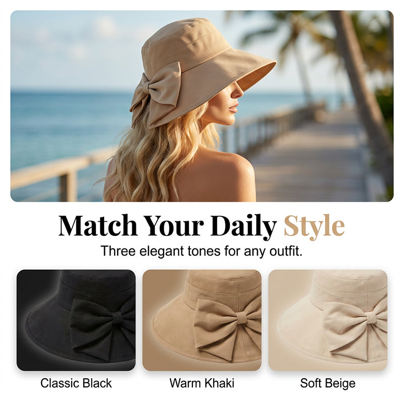 Limited stock ⏰️ Women's Bowknot Wide Brim Sun Protective Hat