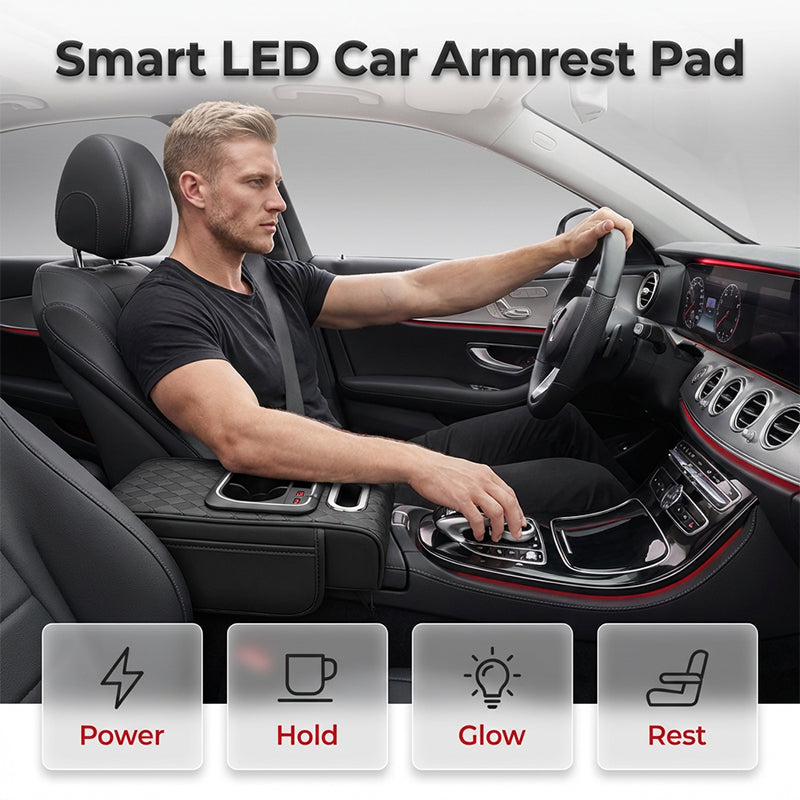 Multifunctional Car Armrest Pad with LED Ambient Light