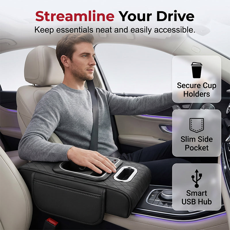 Multifunctional Car Armrest Pad with LED Ambient Light