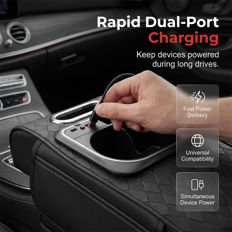 Multifunctional Car Armrest Pad with LED Ambient Light