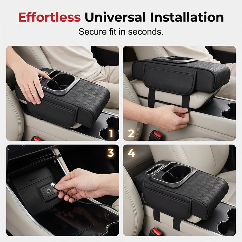 Multifunctional Car Armrest Pad with LED Ambient Light